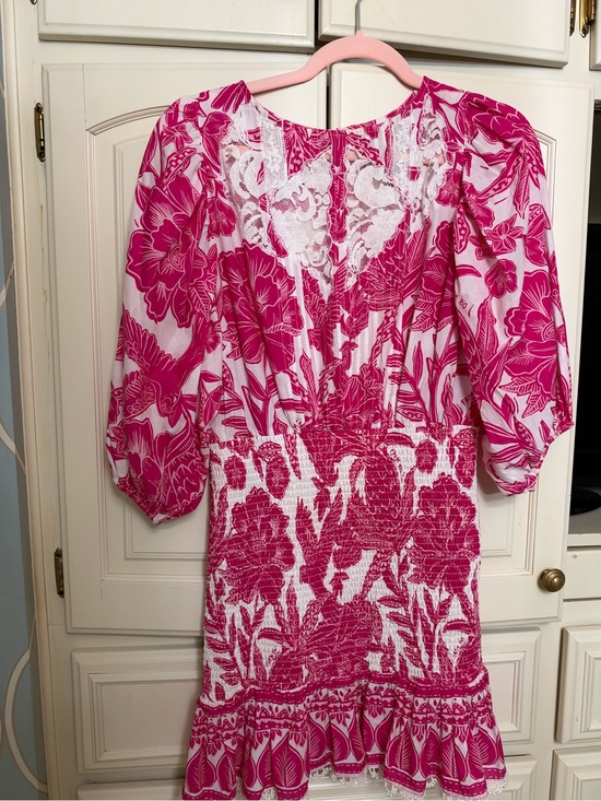 FARM Rio Dresses & Skirts - FARM Rio Pink Floral Lace-Trim Mini Dress